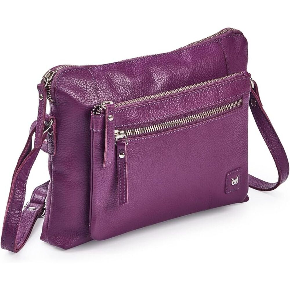 Women Amethyst Imported Leather Polyester Soft Pebbled Crossbody Shoulder Bag
